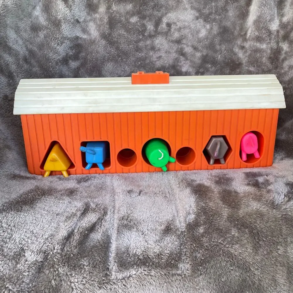 Vintage 1960s Lakeside Toys Barn Farm Animals Shapes Color HTF Geometric FLAW